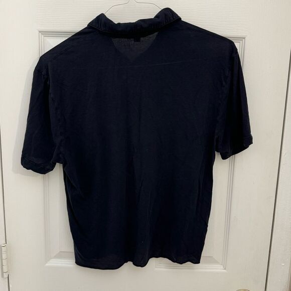 Standard James Perse Women’s Cropped Polo Shirt Size 1 Small Navy Blue Layering - Picture 2 of 7